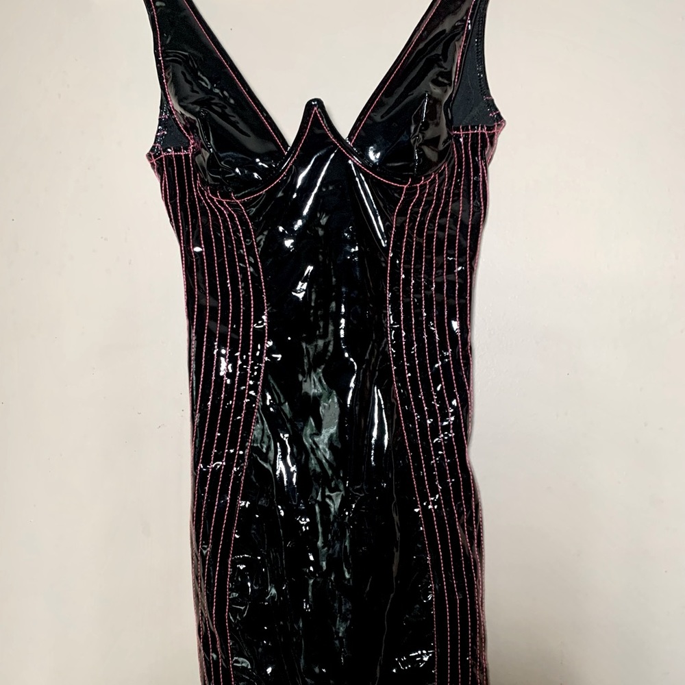 Leather mink dress